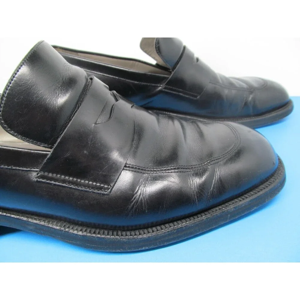Bruno Verri Alberto Guardiani Mens Black Leather Loafers Size US 10 EUR 44